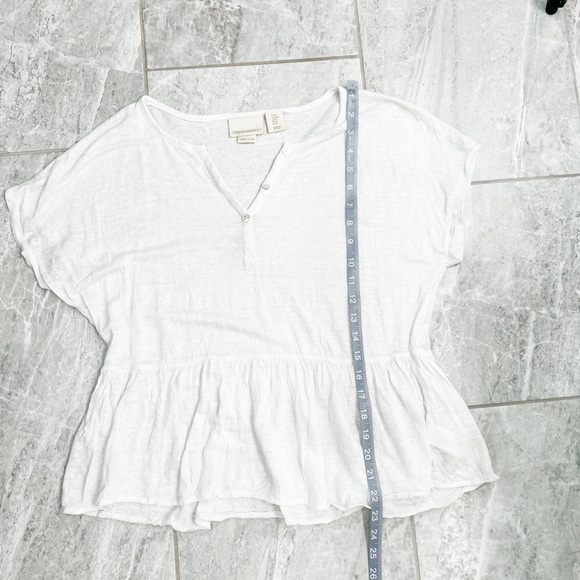 Cynthia Rowley White Linen Dolman Sleeve Ruffle Peplum Top Size Medium - Picture 4 of 6